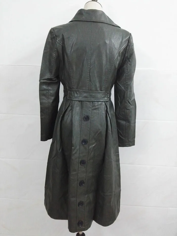 PU Long Leather Trench Coat Women 2019 New Autumn Winter Leather Trench Coat Slim Female Long Coats Plus Size M-3XL Outwear 25