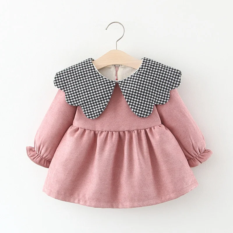 Purple Velvet Winter Princess Dress Long Sleeve Velvet Dress Autumn Girls Baby Kids Children Plaided Lapel Collar Dresses Vestidos S10040 - Цвет: Purple Velvet
