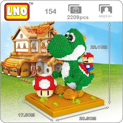 Игра LNO Super Mario Luigi Yoshi Monster Fire Bee Mario Pikachu DIY мини-строительные алмазные маленькие блоки игрушки без коробки - Цвет: Yoshi