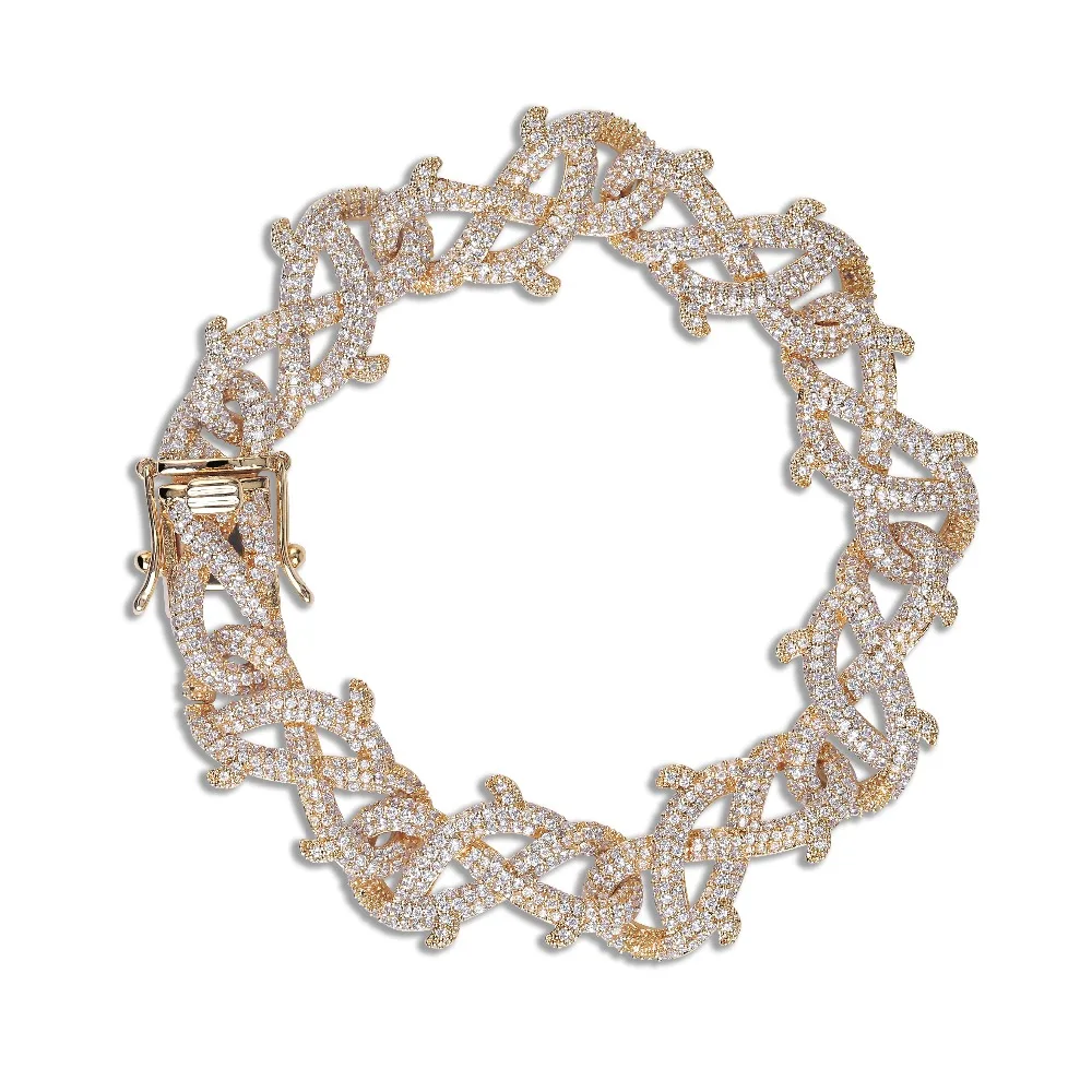 ADWLOF, мужские циркониевые короны, шипы, кубинские звенья, браслет в стиле хип-хоп, ювелирные изделия, золото, серебро, толстая тяжелая медь, Iced Out CZ, браслеты на цепочке