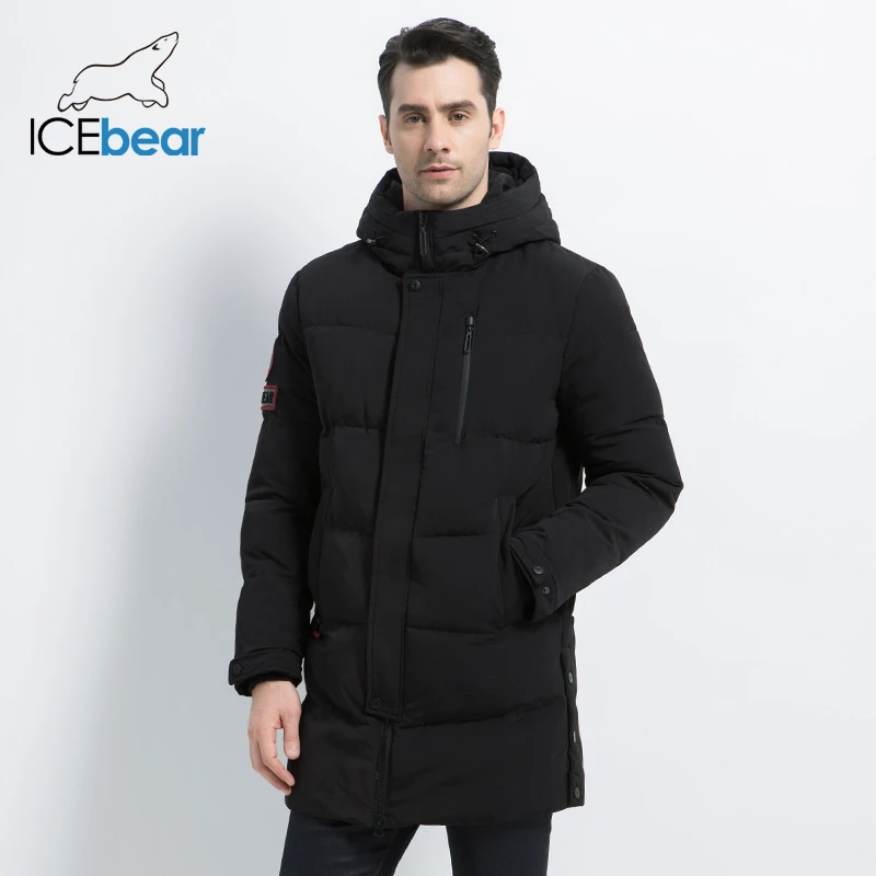 ICEbear Новинка 2019 зимнее теплое модное повседневное пальто мужская куртка теплая