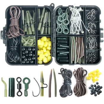

1Set Professional Fishing Tackle Kit Including Hooks Swivels Bead Lead Sinker Sleeves Baits Terminal Tackle Durable Fishing Kit