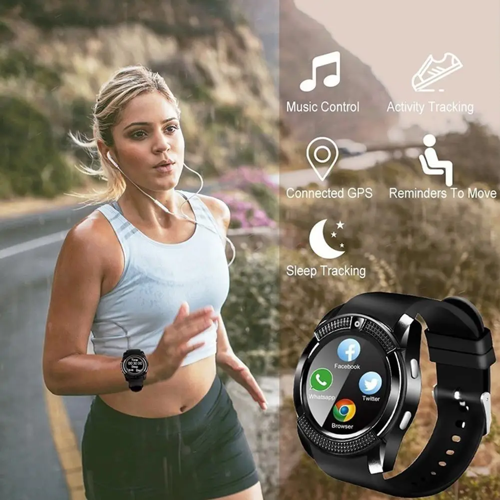 Bluetooth Движение SmartWatch Smartwatch сенсорный экран наручные часы с камерой/слотом для sim