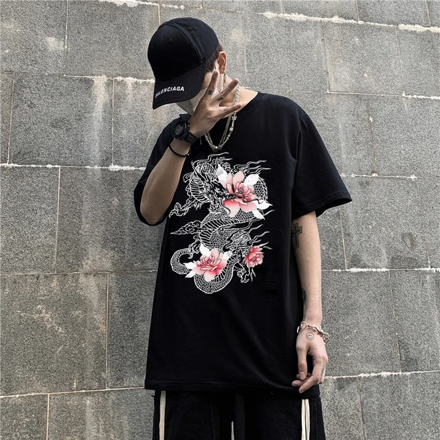 Men's T-Shirt Cotton T-Shirts Harajuku Dragon Women's Clothing Y2K Tops  Aesthetic Vintage Femme T-Shirts Style Oversize T-Shirt Camel, 8XL