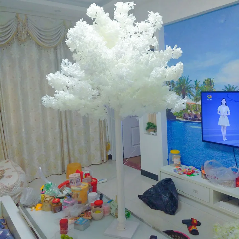 Disposizione Di Nozze A Tema Bianco Snow Cherry Blossom Tree Stage Aisle Runner Decorazione Puntelli Da Tiro Forniture Per Feste