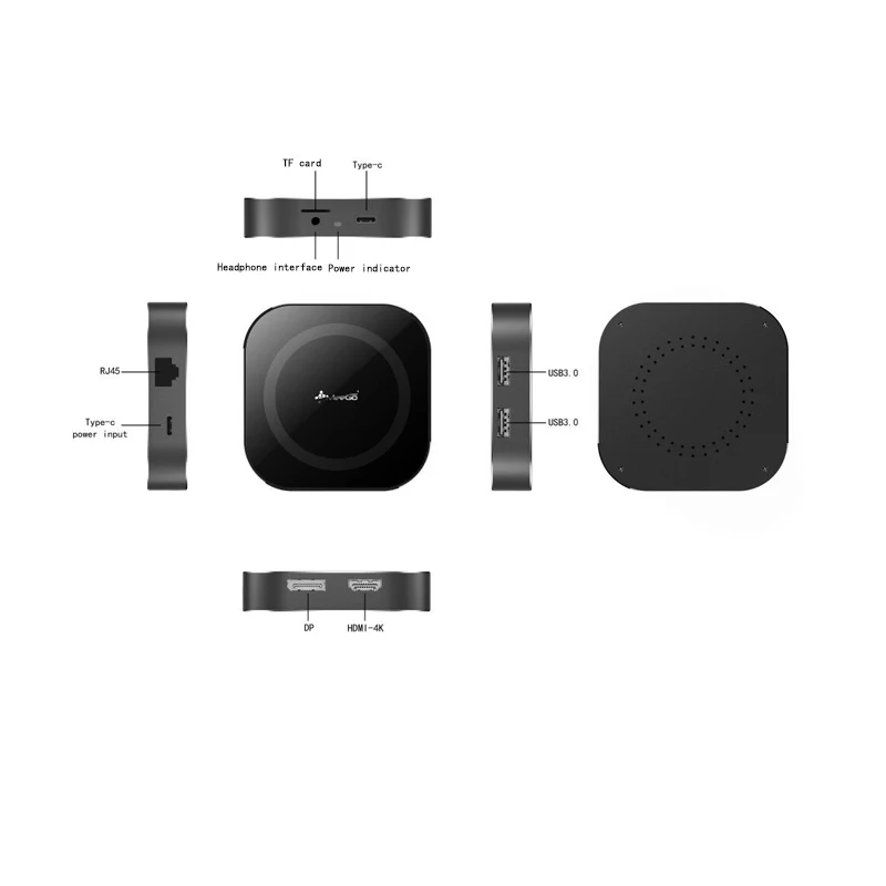 Meegopad 9 в 1 Led type C концентратор 4K Hdmi 3,5 мм аудио гигабитный Ethernet Pd зарядка Tf кардридер концентратор адаптер для Macbook Pr