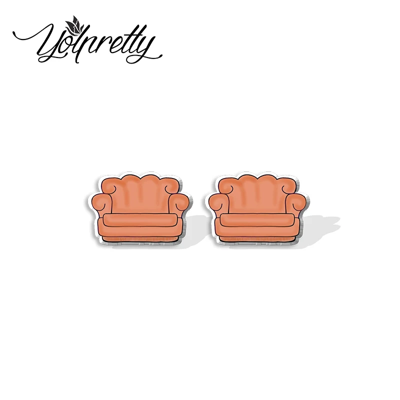 2021 New Cartoon Classical TV Show Friends Symbolism Handcraft Acrylic Epoxy Stud Earrings