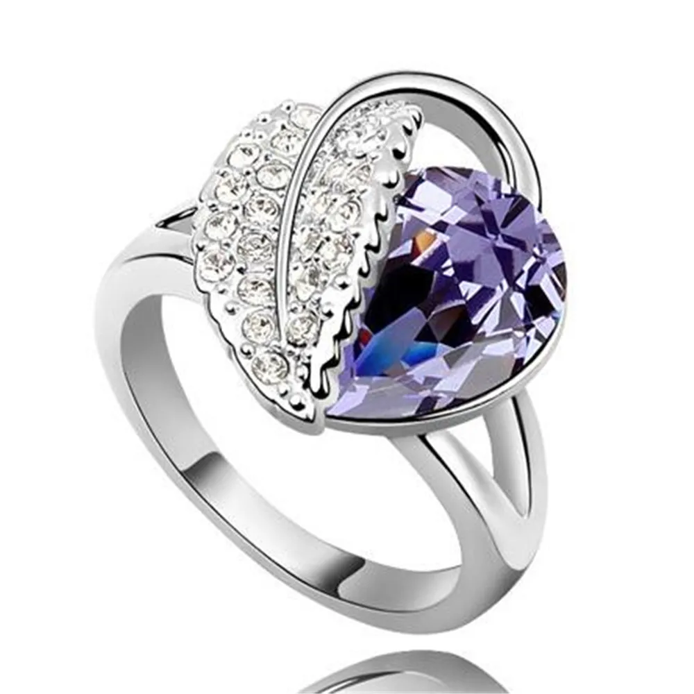 SHDEDE модные перстни Свадебные украшения для вечеринок кристаллы от Swarovski женские классические любовники Рождественский подарок аксессуары-5865 - Цвет основного камня: Purple