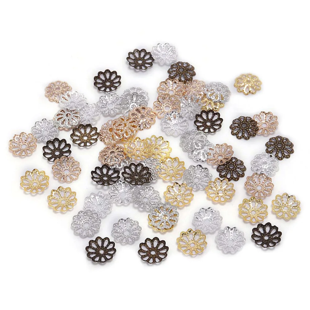 

200pcs 6mm 9mm Bulk Gold Plated Flower petal End Spacer Beads Caps Charms Bead Cups For DIY Jewelry Making Accessories Wholesale