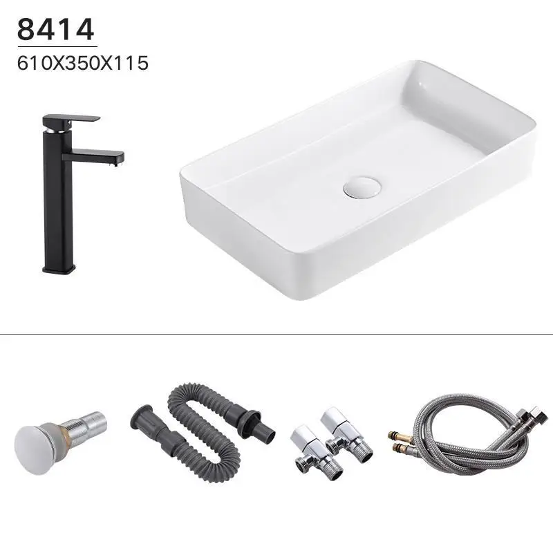MODEL F Bacia Lavagem Vanity De Para Pia Bassin Lavatorio Da Appoggio wastatel Banyo Lavabo Black Cuba Banheiro раковина для ванной комнаты - Цвет: MODEL F