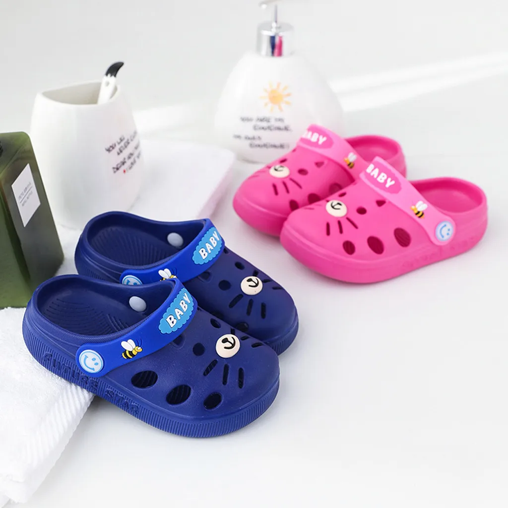 CYSINCOS/летние домашние тапочки для маленьких девочек и мальчиков; нескользящие домашние сандалии с мягкой подошвой; модная детская обувь с отверстиями