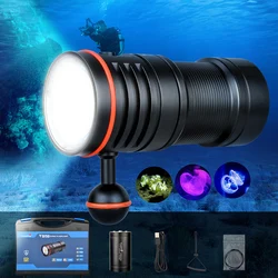 TrustFire – lampe de plongée vidéo DF50, torche LED haute luminosité, 6500 Lumens, photoraphie sous marine, 100m 