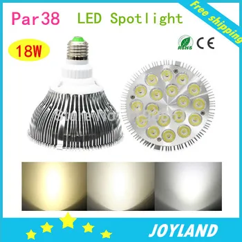 

8XFree Shipping 18W Par38 LED Spotlight lamp bulb 85-265V white warm white Lifespan 50000H CE RoHS indoor lighting