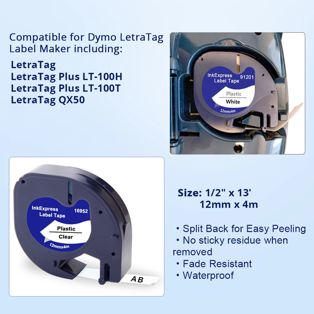InkExpress 91202 этикетки для DYMO лента этикеток 91222 91332 принтера LetraTag LT100H LT100T QX 50