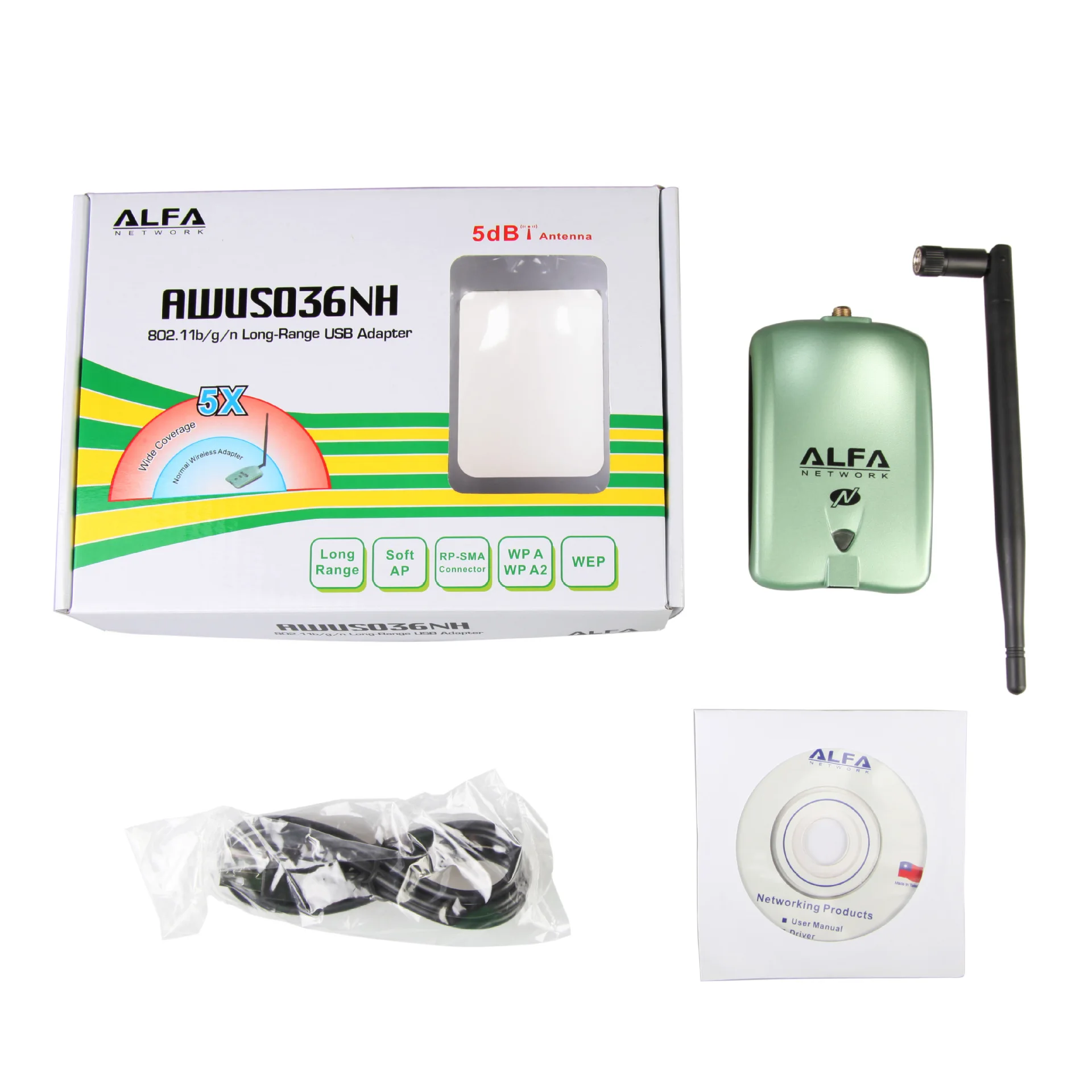 ALFA Network AWUS036NH Ralink RT3070L набор микросхем 2000mW Беспроводной USB Wifi адаптер 150 Мбит/с Беспроводная USB Wifi сетевая карта