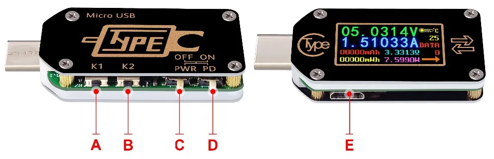 TC64 TC66 TC66C type-C PD триггер USB-C Вольтметр Амперметр Напряжение 2 способ измеритель тока модульное зарядное устройство батарея USB тестер модуль