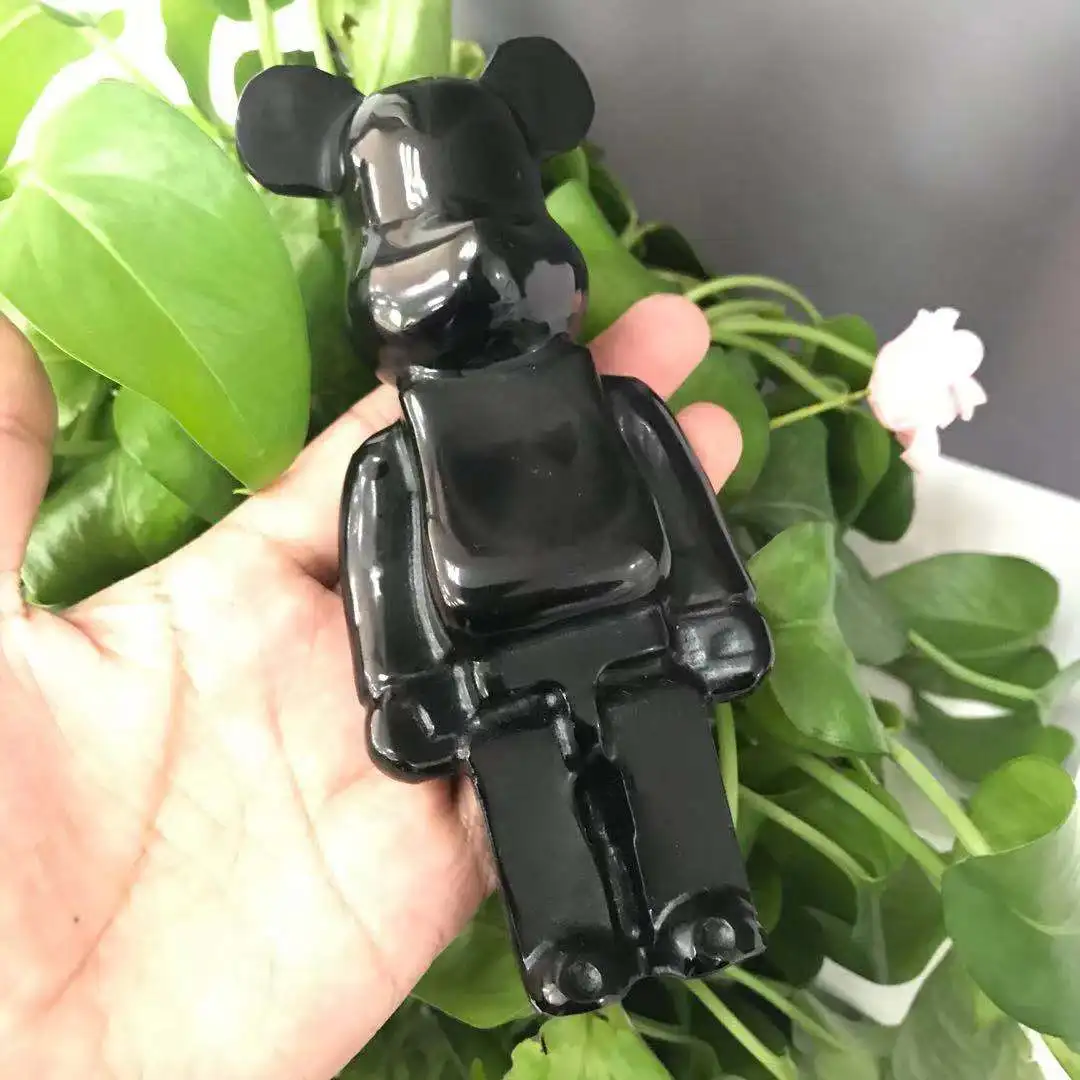 Natural Black Obsidian Animal Crystal Quartz Figurine Hand Polished Energy Reiki Healing Gemstone For Home Decoration ZJJ