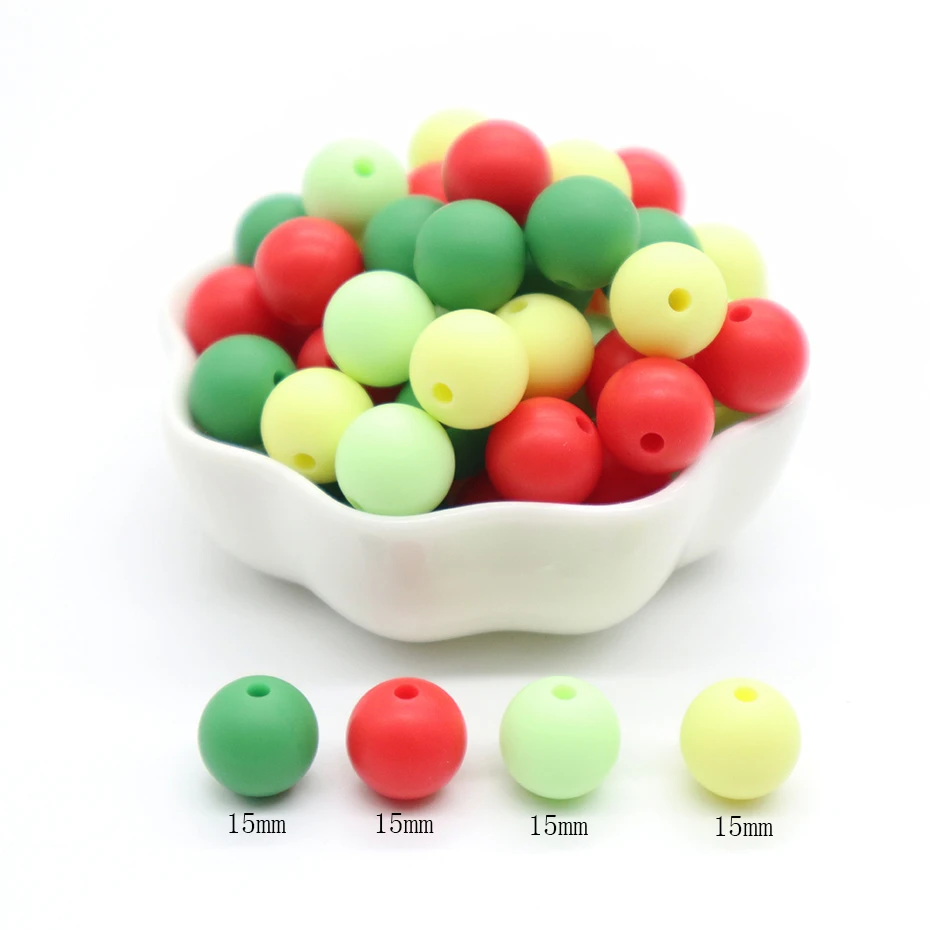 15mm 40pc 01 15 мм 40 шт Круглые Силиконовые бусы DIY для сосок, зажим, аксессуары, ювелирные изделия для прорезывания зубов, Детские Прорезыватели, детские подарки, детские товары - Цвет: 15mm 40pc 01