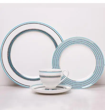 set of 4 pcs of B Тарелки с кофейная чашка блюдце набор столовая посуда из китайского фарфора набор тарелки Посуда - Цвет: set of 4 pcs of B