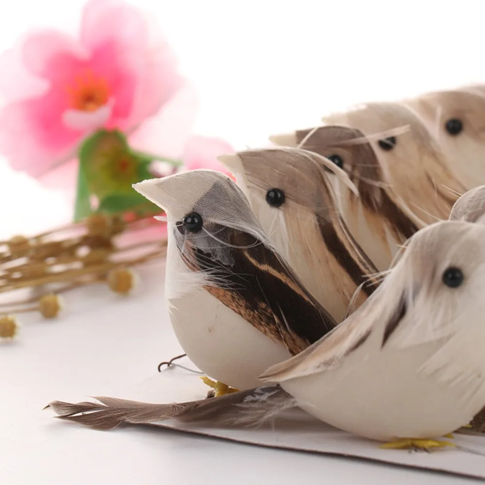 12 Pcs Artificial Feather Bird Decor Craft Wedding Doves Ornament Bird Adornment 3D Foam Fake Dove Christmas Tree Decoration
