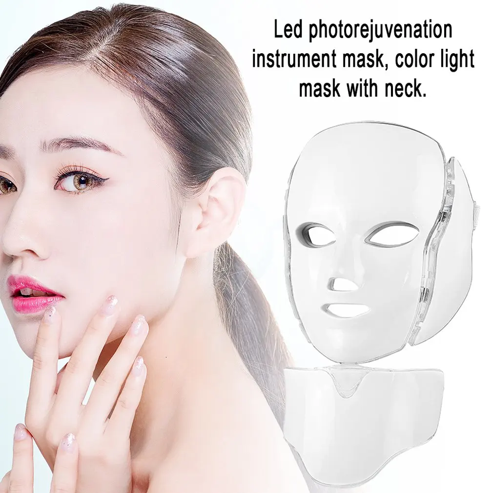 Beauty Therapy Machine With Collar LED Facial Mask Light Skin Care Tool Wrinkle Acne Removal Beauty Spa Instrument