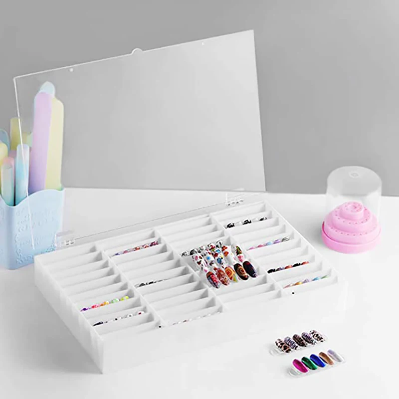 Acrylic Fake Nail Tips Display Case Nail Color Card Storage Box Nail