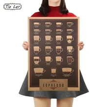 TIE LER Италия кофе эспрессо соответствующая схема бумага плакат картина Кафе Кухня Декор 51x35,5 см