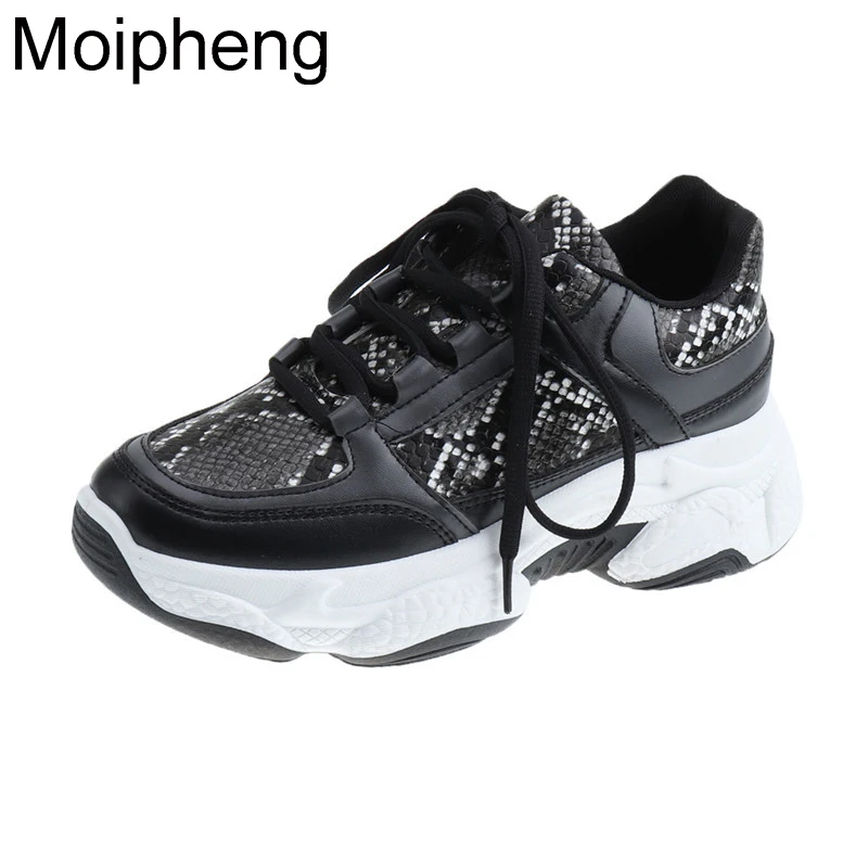 Moipheng/женские кроссовки с леопардовым принтом; женская обувь на платформе с дышащей сеткой; Цвет Серебристый; повседневные трикотажные кроссовки с блестками на массивном каблуке