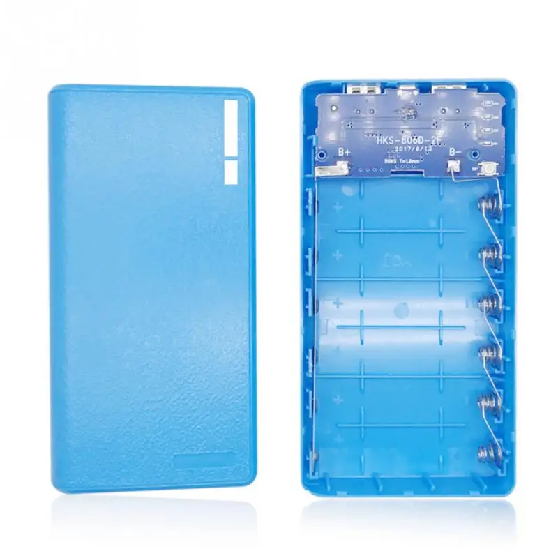 Портативный 4/6 шт. 18650 Батарея цифровое мобильное Мощность банк Зарядное устройство чехол Сделай Сам Наборы наружный Micro USB зарядка Box Дело - Цвет: Blue for 6pcs