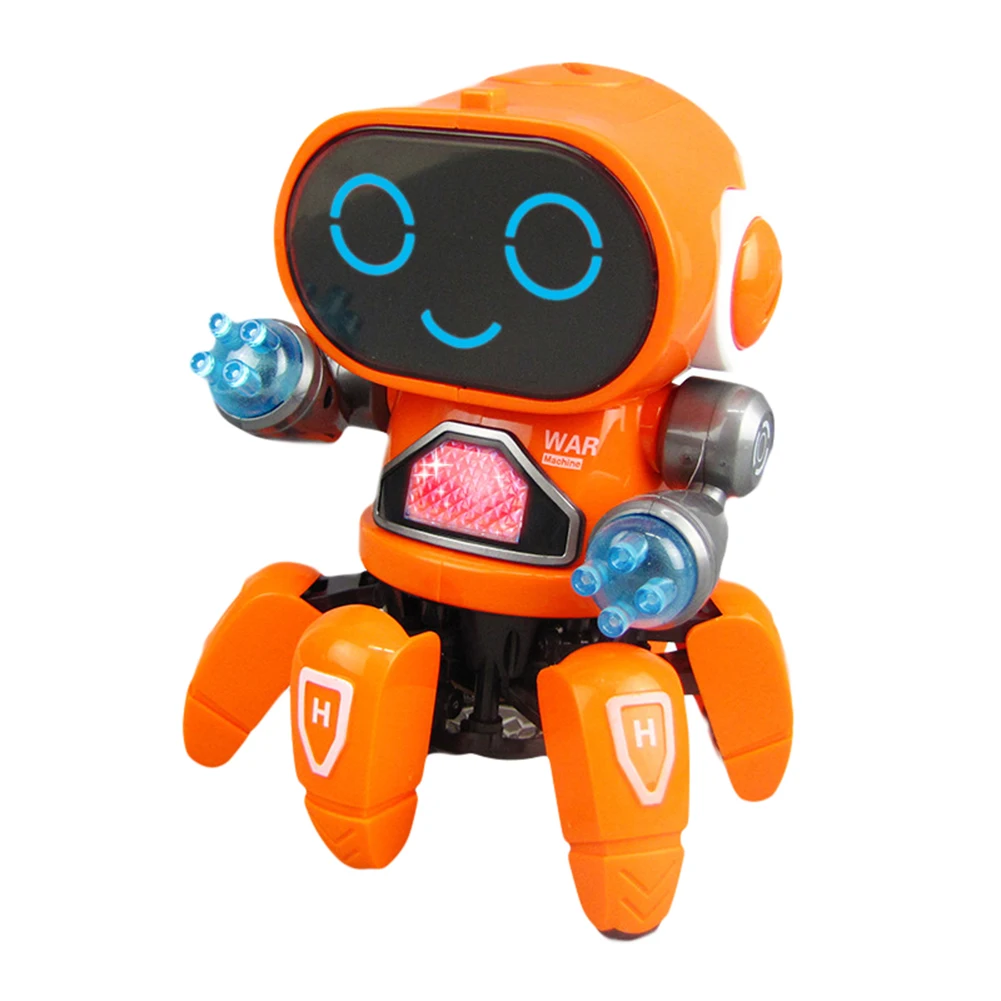 Умные роботы для детей танцевальная музыка Симпатичные 6-когти Красочный Светодиодный свет музыка Танцы мини электрический робот игрушка