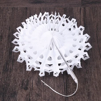 

10pcs Hanging Paper Fans Round White Plating Handmade Party Fans Party Supply for Birthday Wedding Baby Shower