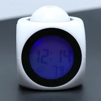 

Black Blue LCD Projection Voice Talking alarm clock backlight Electronic Digital Projector Watch desk Temperature display