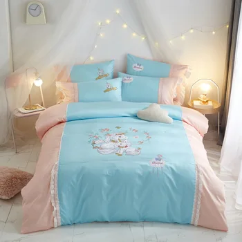 

Cute unicorn Bedding Sets 3/4pcs egyptian cotton Bed Linen Duvet Cover flat Sheet/fitted sheet Pillowcases Cover Set