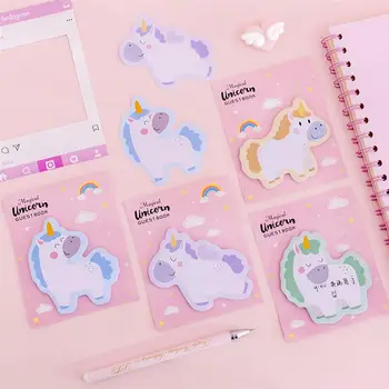 

8pcs Unicorn Pattern Sticky Notepads Self-Stick Note Pads Memo Pad Stationery Note Paper for Office School