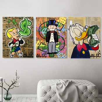 

Alec monopoly canvas painting poster graffiti print wall art picture for living room decoration