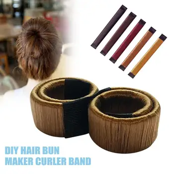 

European American Women Up-do Hair Styling Band Fashion Portable DIY Hair Bun Maker Curler Quick Fold Wrap Supplies 3 Colors