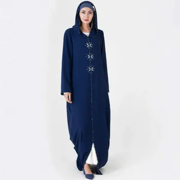 

2020 African Dresses for Women Dashiki Diamond Beads African Clothes Abaya Dubai Robe Evening Long Muslim Dress Hooded Cape