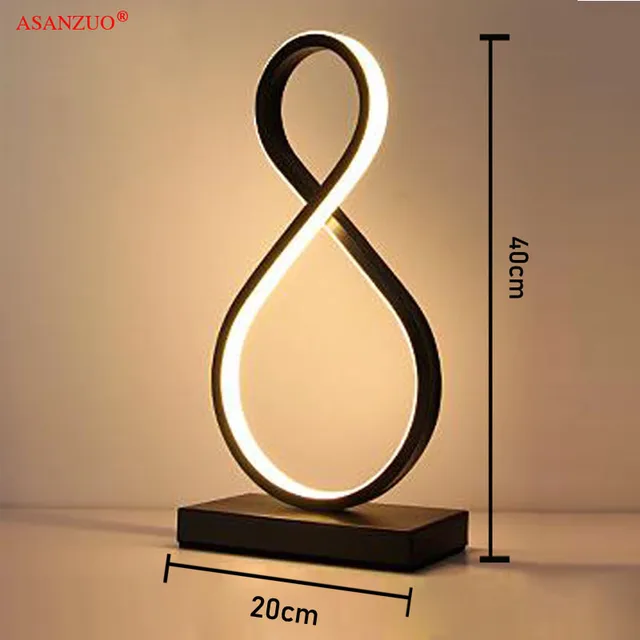 Modern Table Lamp Aluminum LED bedroom reading lamp Minimalist Type 8/circle nighstand lamp LED Bedside Lamp Black body 8