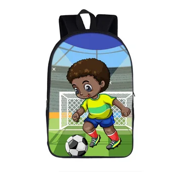 

Black Art African Boys play football Print School Backpacks Custom pattern Boy School Bags Cartoon Toddler Bag Children Bookbags