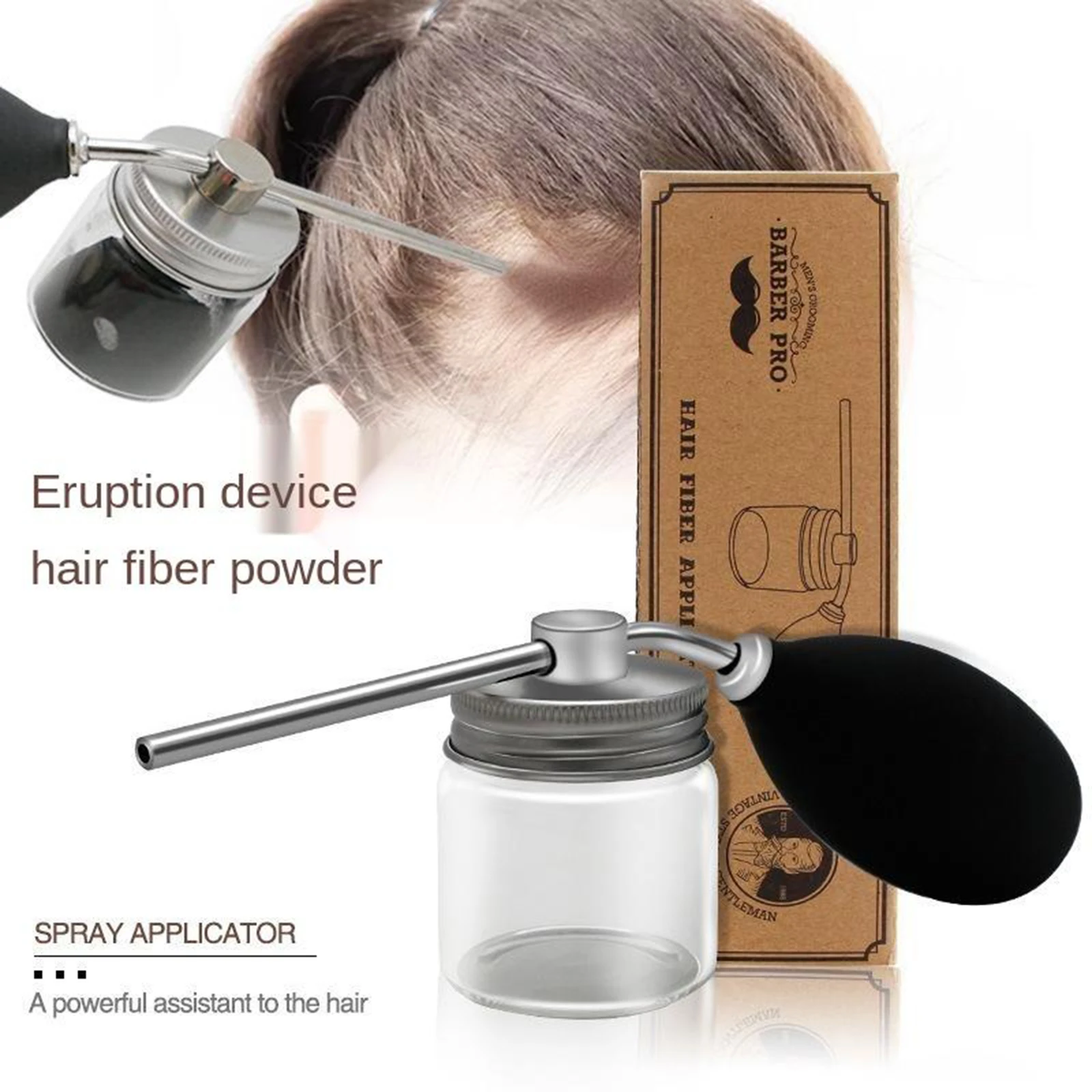 Powder Spray Bottle, Refillable Hair Fiber Applicator Talc Powder Blower Puffer for Hair Salon or Home Use