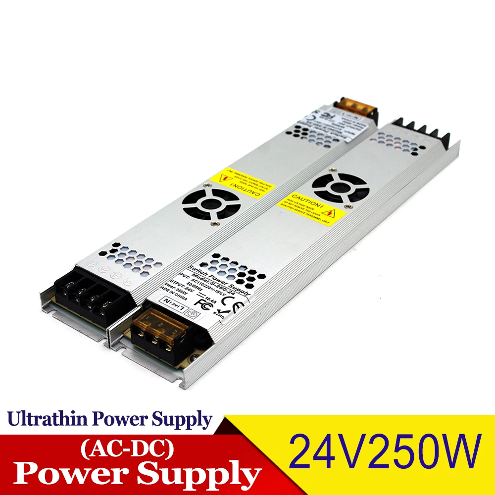 Ультратонкий источник питания 12V 24V 100W 120W 150W 200W 250W 300W 350W 400W трансформаторы для освещения AC к DC24V DC12v SMPS для светодиодной лампы