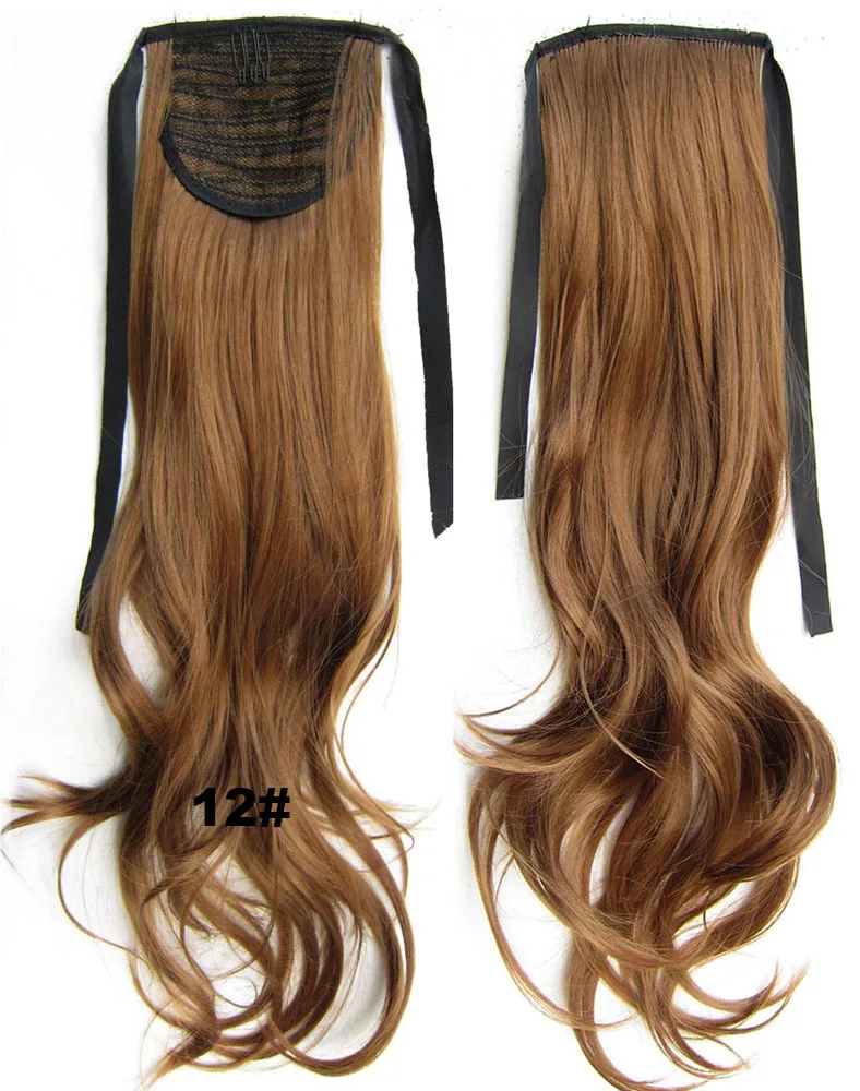 Long Wavy Synthetic Ribbon Drawstring Ponytails Pure Mixed Gradient Color Hairpiece Pony Tail Extension