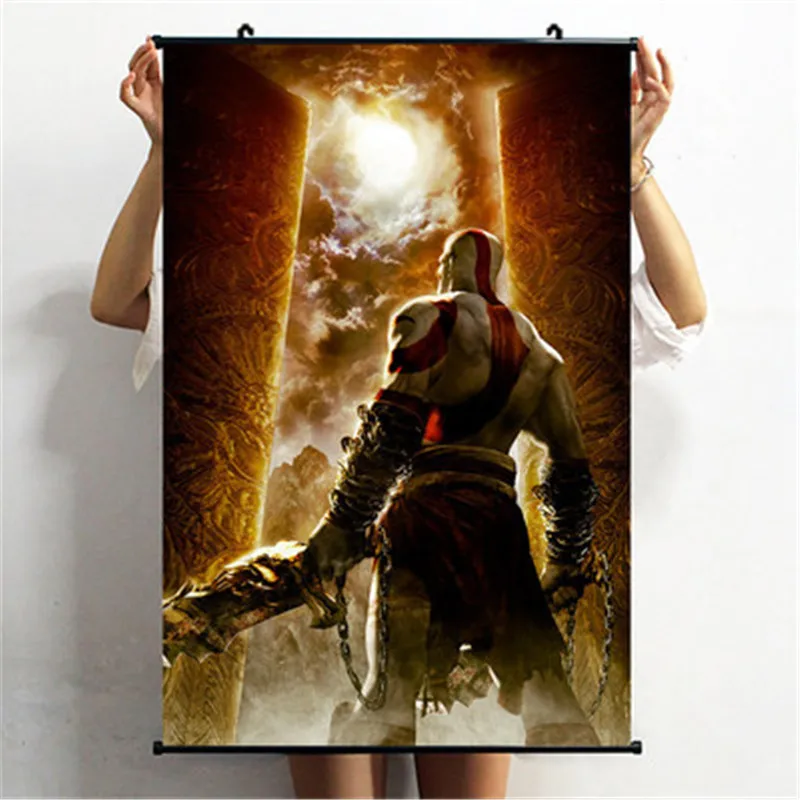 God of War Kratos плакат декоративной живописи ткань прокрутки живопись спальня настенные вешалки фигурка модель X2307 - Цвет: 60X40CM