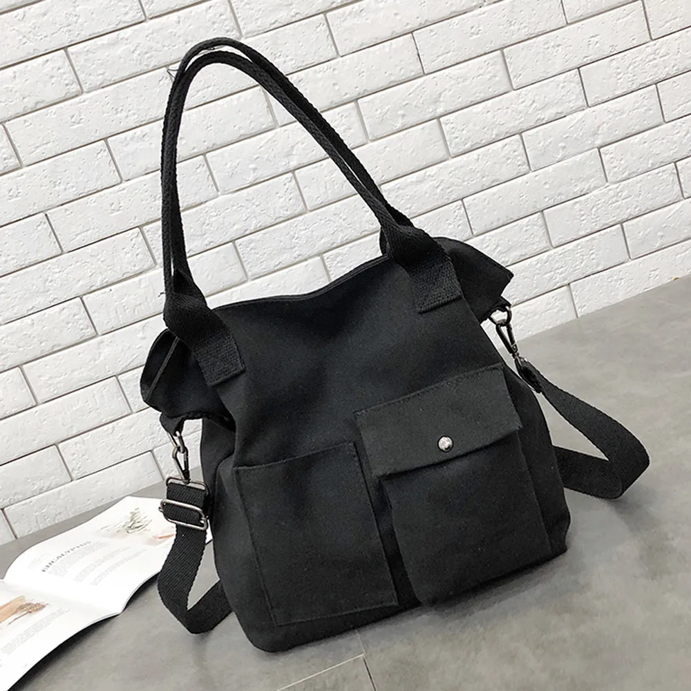 Женские вельветовые холщовые сумки через плечо, Женская Эко сумка с застежкой, сумка-тоут, многоразовая складная сумка для покупок, сумка с хлопковой подкладкой# YJ - Цвет: Black