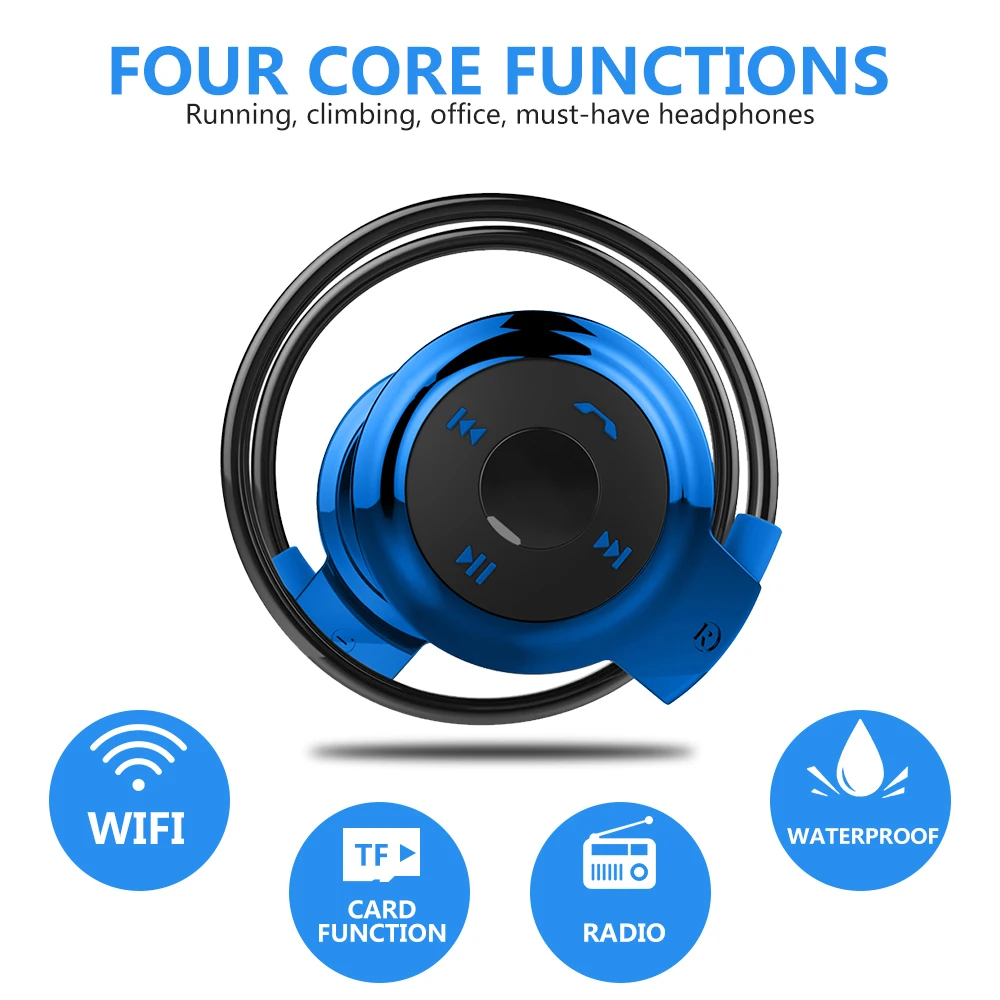 VIR WIR MINI Portable Wireless Bluetooth Headset TF Card Memory Radio Headphone Handsfree Running Sport Waterproof Earphone
