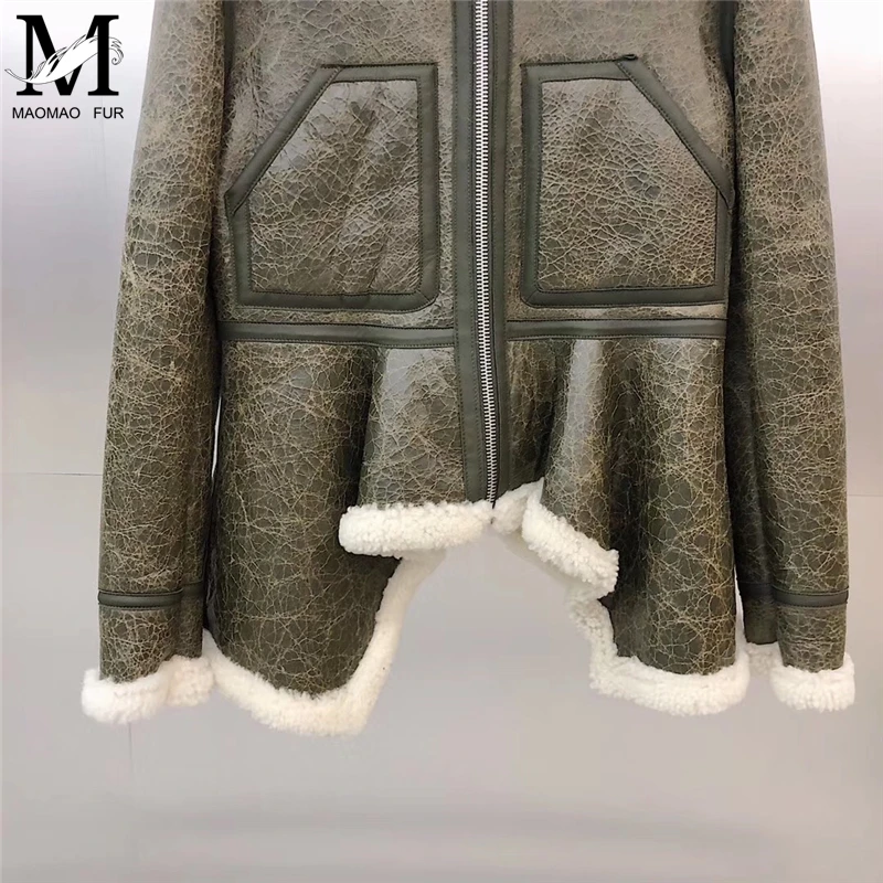 Женские кожаные меховые пальто из овечьей кожи куртки овчины женская модная