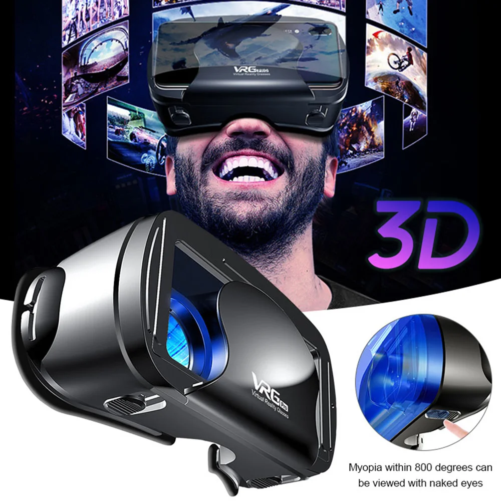 VRG Pro 3D VR Glasses Virtual Reality Full Screen Visual Wide Angle VR Glasses For 5 to 7 inch Smartphone Eyeglasses Devices