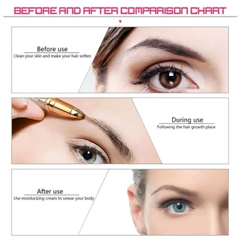 

Electric Eyebrow Trimmer Mini Painless Eye Brow Epilator Lipstick Brows Hair Remover With LED Light OPP Package Without Battery