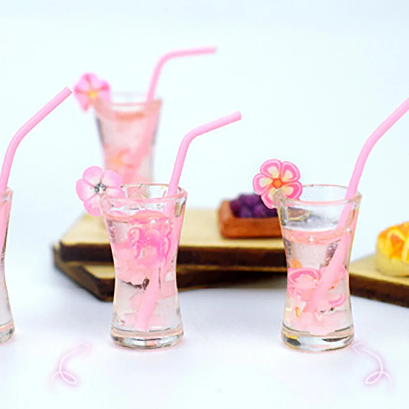 DIY Miniature Dollhouse Plum Cherry blossoms Bubble Drink Cup Mini World Dolls Accessories 1:12 Kitchen Room Food Tea | Игрушки и хобби