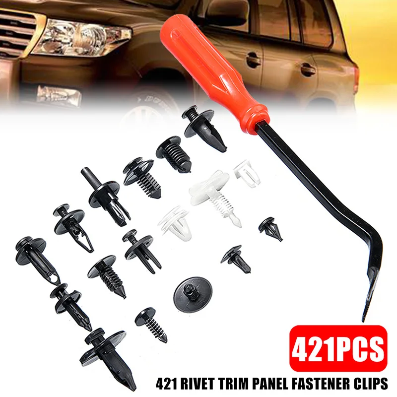 

Mayitr 421pcs/set Car Body Push Pin Rivet Trim Panel Fastener Clips + Clip Removal Plier Tool Accessories